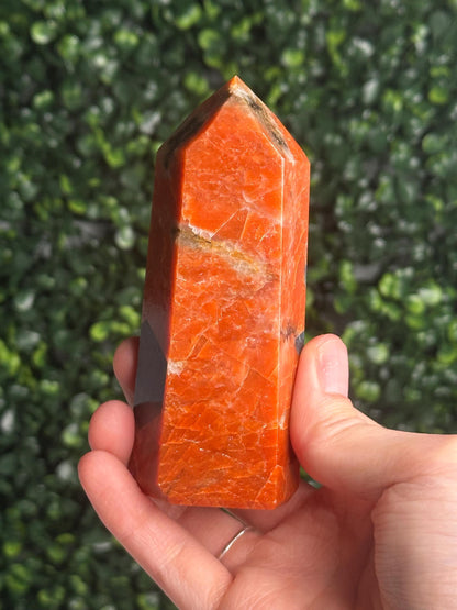 Orange Calcite Blue Apatite Tower from Brazil - YOU PICK! | Natural Colorful Crystal Point | Bright Mineral Decor, Collector Specimen & Gift