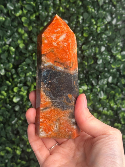 Orange Calcite Blue Apatite Tower from Brazil - YOU PICK! | Natural Colorful Crystal Point | Bright Mineral Decor, Collector Specimen & Gift