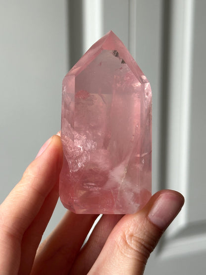 HQ Gemmy Rose Quartz Tower from Brazil | Natural High Clarity Pink Quartz Crystal Point | Collector Specimen, Home Decor & Gift