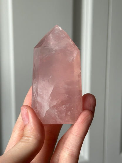 HQ Gemmy Rose Quartz Tower from Brazil | Natural High Clarity Pink Quartz Crystal Point | Collector Specimen, Home Decor & Gift
