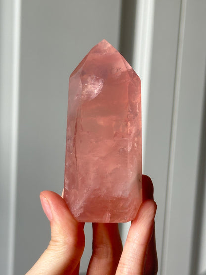 HQ Gemmy Rose Quartz Tower from Brazil | Natural High Clarity Pink Quartz Crystal Point | Collector Specimen, Home Decor & Gift