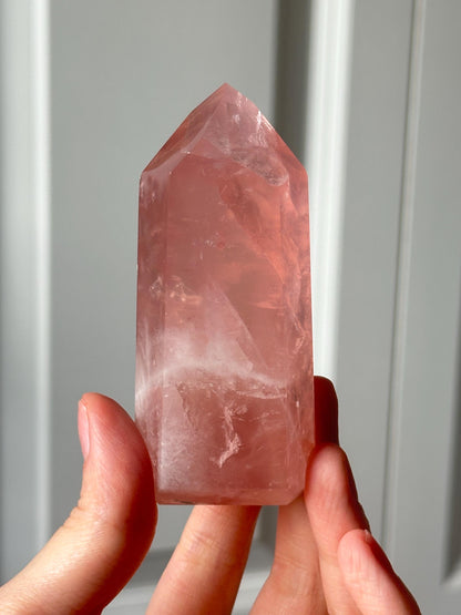 HQ Gemmy Rose Quartz Tower from Brazil | Natural High Clarity Pink Quartz Crystal Point | Collector Specimen, Home Decor & Gift