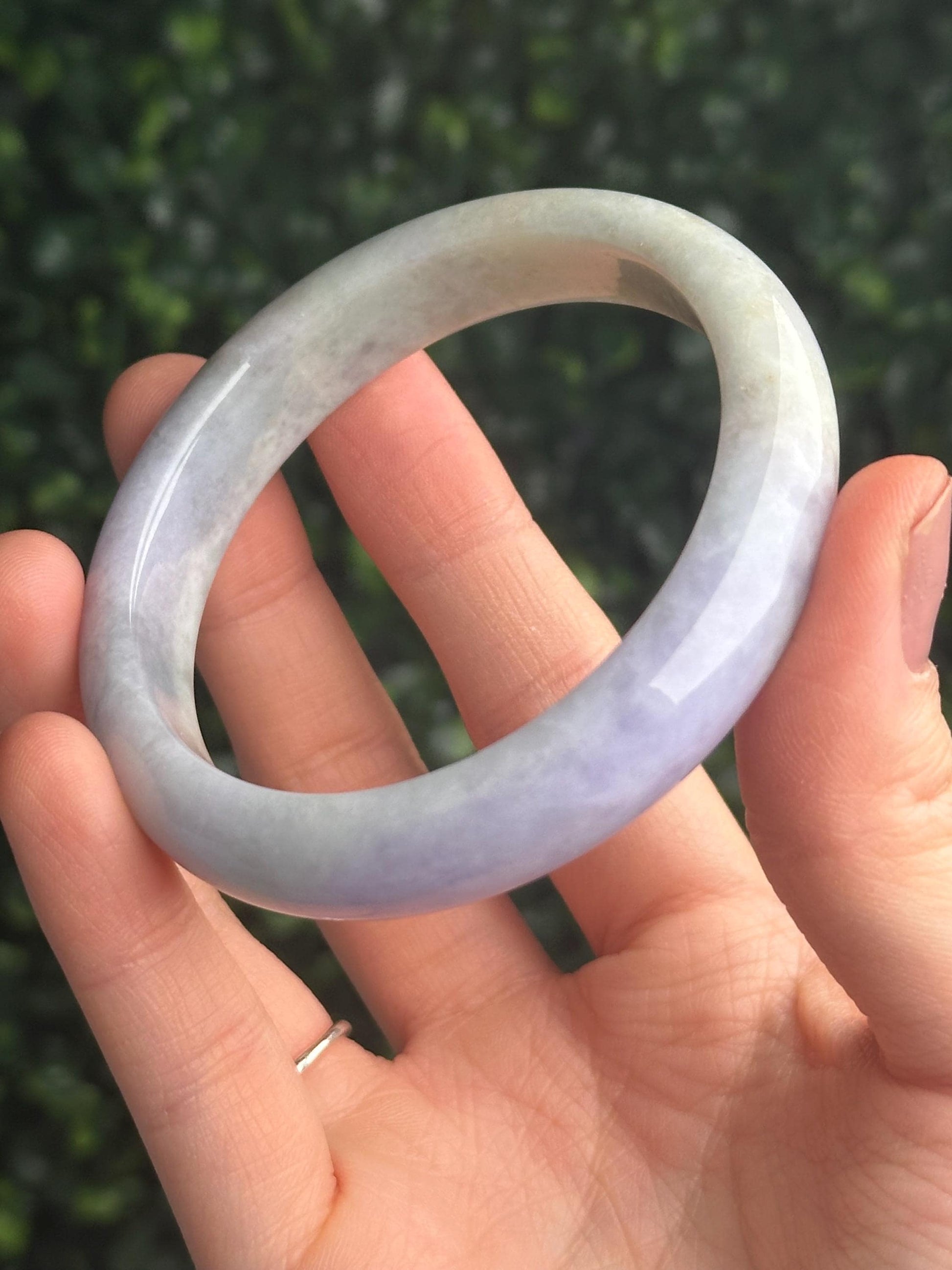 Grade A Burmese Lavender & Green Jade Bangle 57mm | Natural Jadeite Bracelet | Genuine Two-Tone Jade Jewelry Gift for Collectors