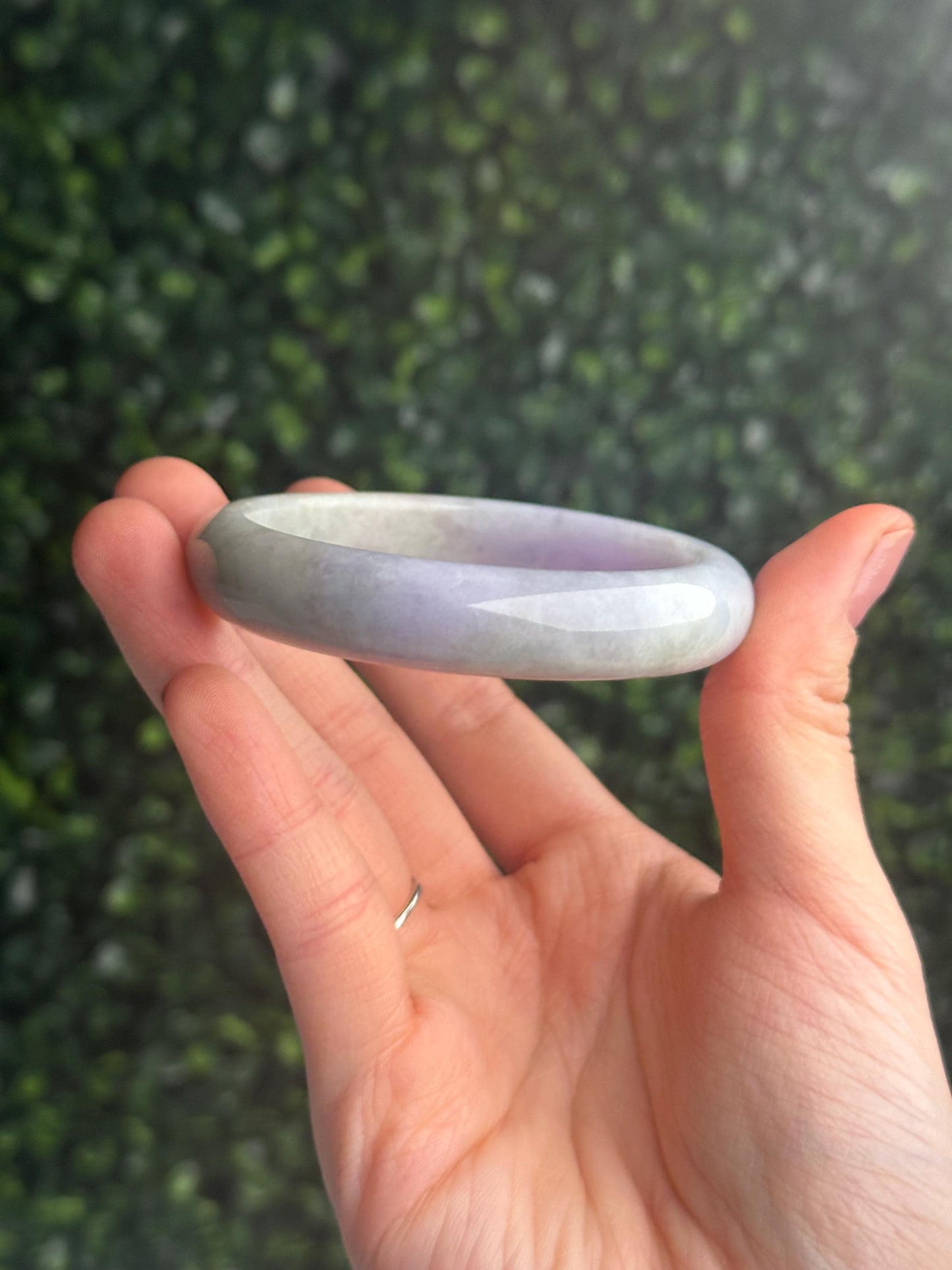Grade A Burmese Lavender & Green Jade Bangle 57mm | Natural Jadeite Bracelet | Genuine Two-Tone Jade Jewelry Gift for Collectors