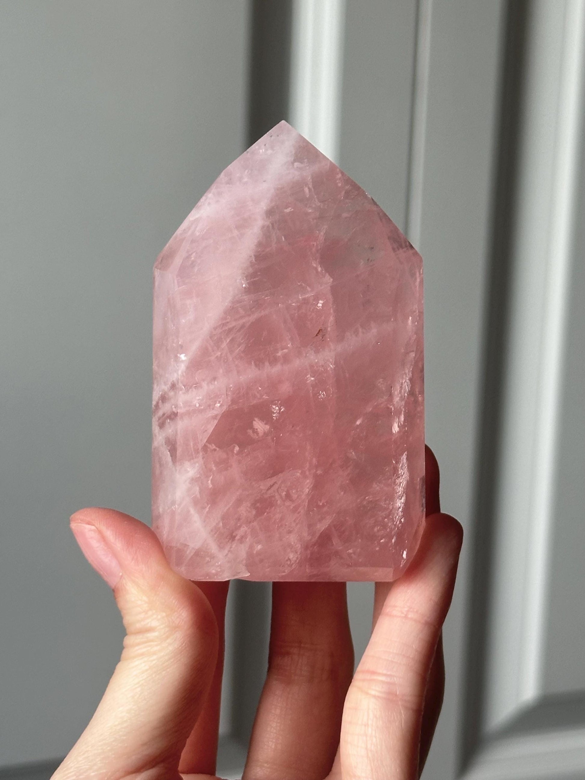 HQ Gemmy Rose Quartz Tower from Brazil | Natural High Clarity Pink Quartz Crystal Point | Collector Specimen, Home Decor & Gift