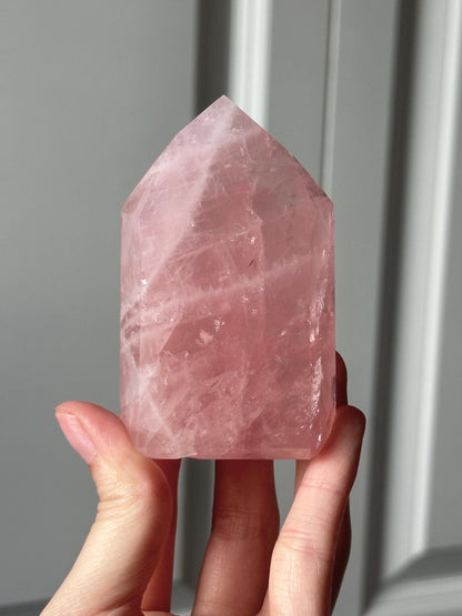HQ Gemmy Rose Quartz Tower from Brazil | Natural High Clarity Pink Quartz Crystal Point | Collector Specimen, Home Decor & Gift