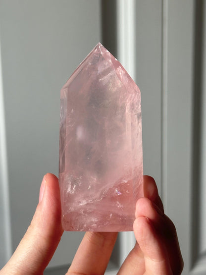 HQ Gemmy Rose Quartz Tower from Brazil | Natural High Clarity Pink Quartz Crystal Point | Collector Specimen, Home Decor & Gift