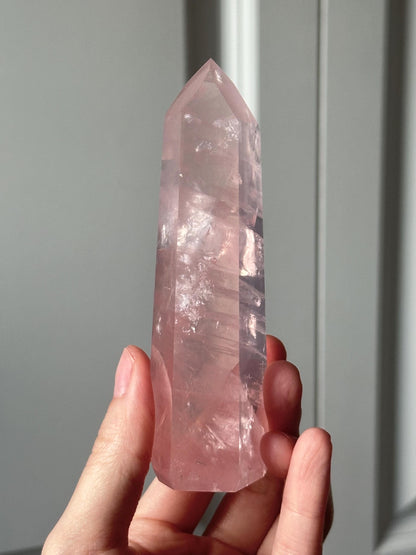 HQ Gemmy Rose Quartz Tower from Brazil | Natural High Clarity Pink Quartz Crystal Point | Collector Specimen, Home Decor & Gift