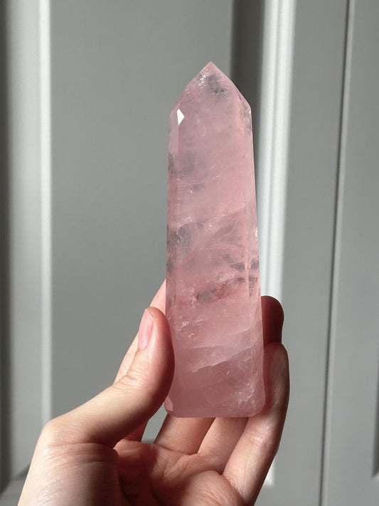 HQ Gemmy Rose Quartz Tower from Brazil | Natural High Clarity Pink Quartz Crystal Point | Collector Specimen, Home Decor & Gift