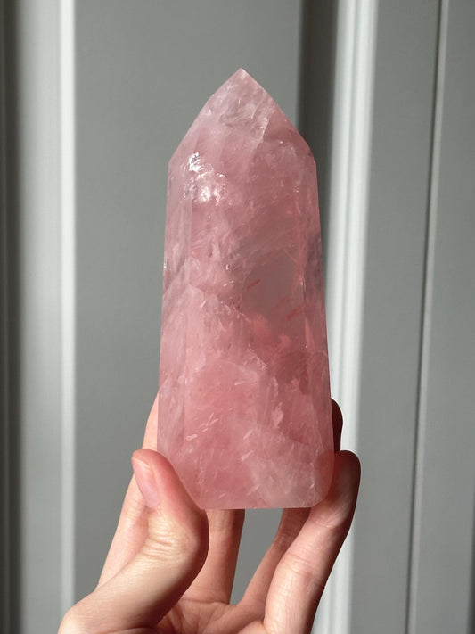 HQ Gemmy Rose Quartz Tower from Brazil | Natural High Clarity Pink Quartz Crystal Point | Collector Specimen, Home Decor & Gift
