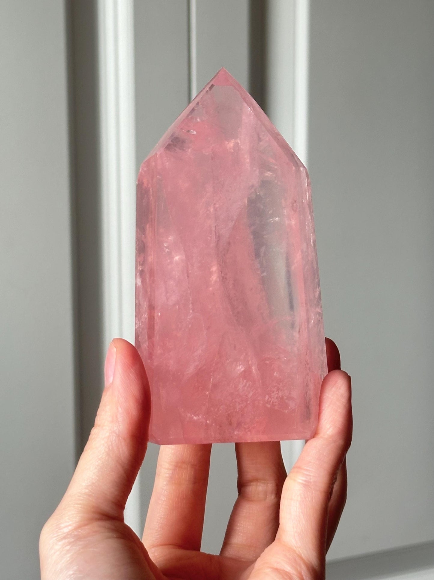 HQ Gemmy Rose Quartz Tower from Brazil | Natural High Clarity Pink Quartz Crystal Point | Collector Specimen, Home Decor & Gift