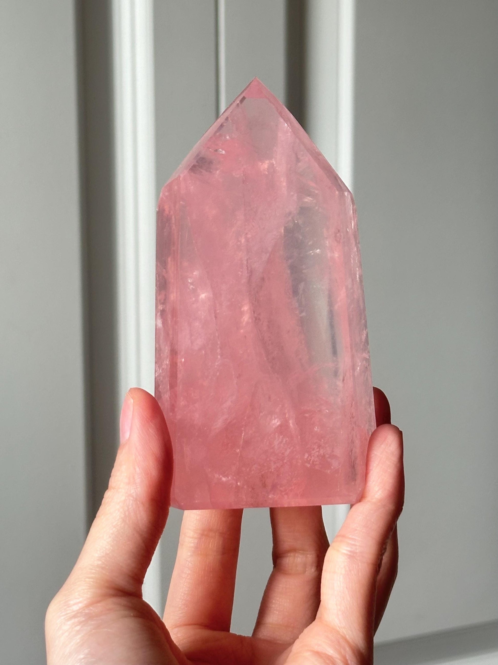 HQ Gemmy Rose Quartz Tower from Brazil | Natural High Clarity Pink Quartz Crystal Point | Collector Specimen, Home Decor & Gift