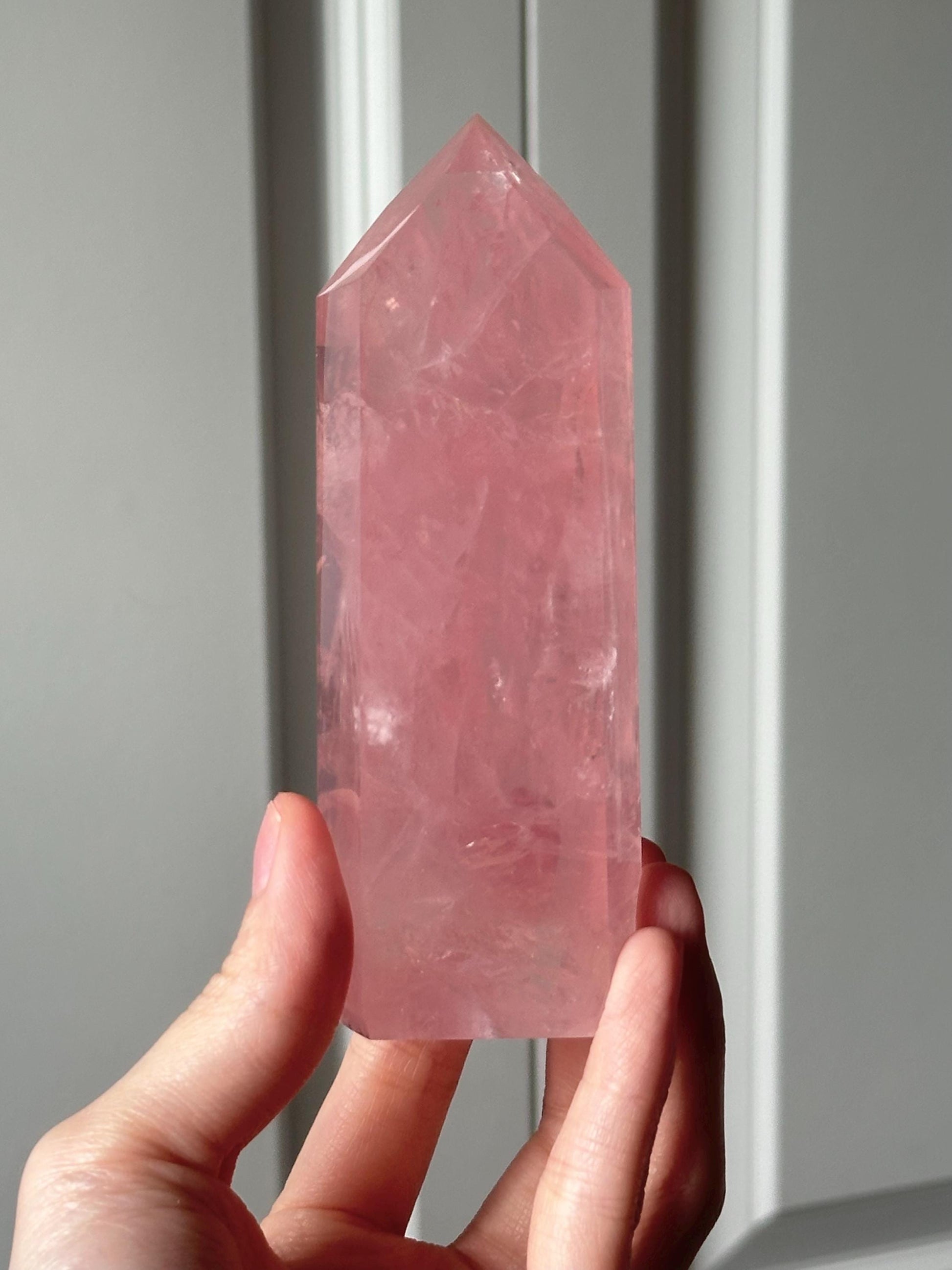 HQ Gemmy Rose Quartz Tower from Brazil | Natural High Clarity Pink Quartz Crystal Point | Collector Specimen, Home Decor & Gift