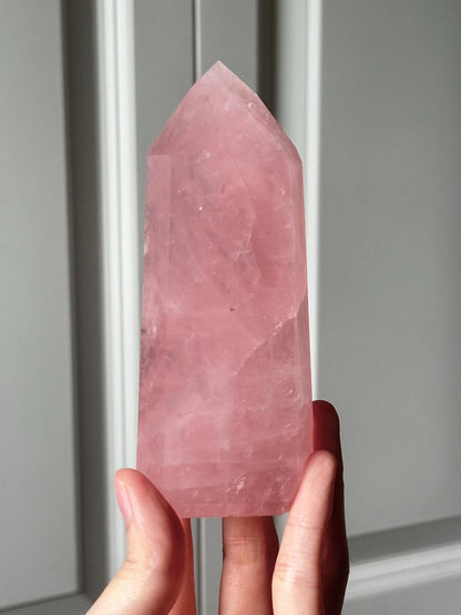 HQ Gemmy Rose Quartz Tower from Brazil | Natural High Clarity Pink Quartz Crystal Point | Collector Specimen, Home Decor & Gift