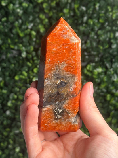 Orange Calcite Blue Apatite Tower from Brazil - YOU PICK! | Natural Colorful Crystal Point | Bright Mineral Decor, Collector Specimen & Gift