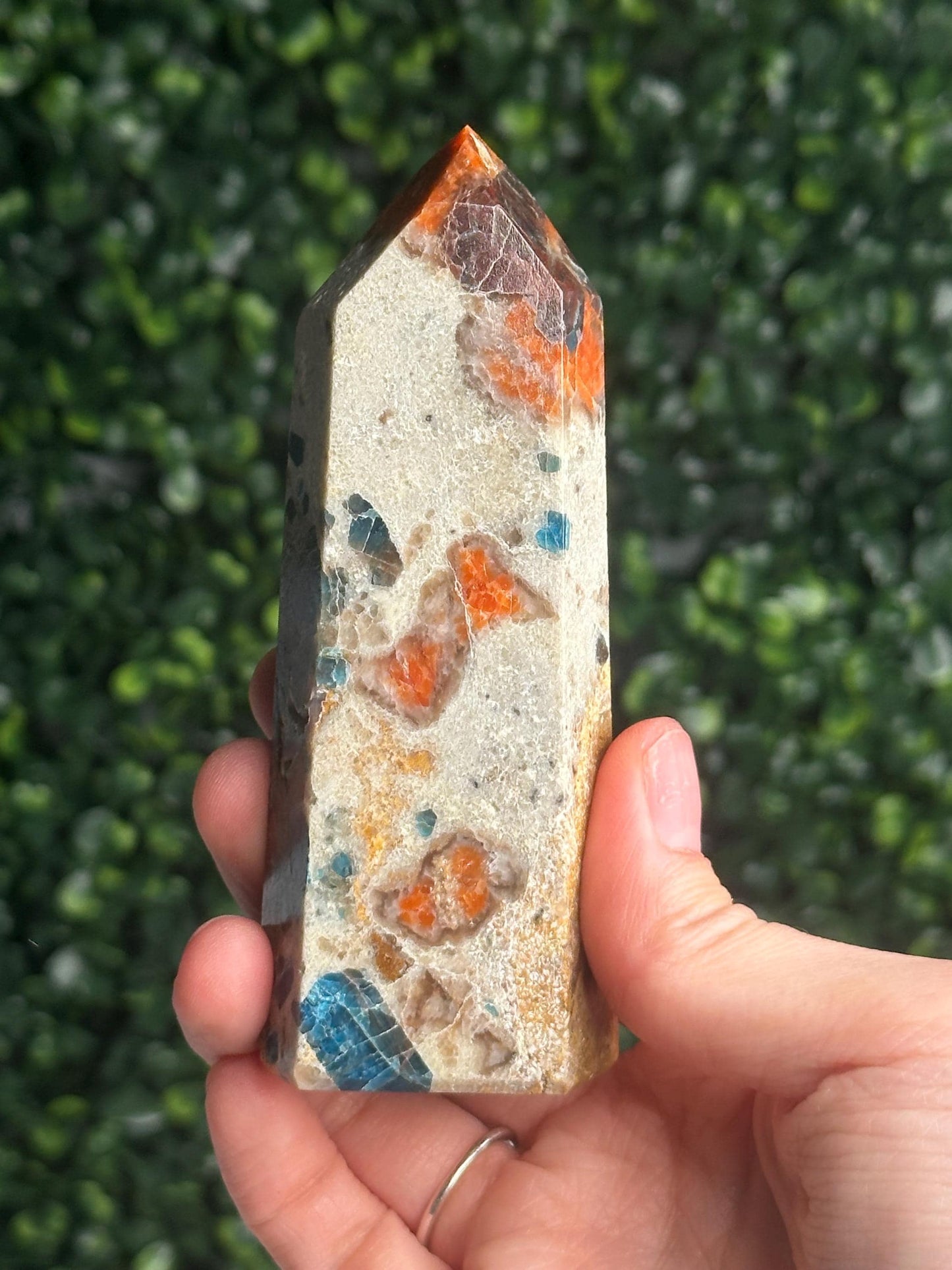 Orange Calcite Blue Apatite Tower from Brazil - YOU PICK! | Natural Colorful Crystal Point | Bright Mineral Decor, Collector Specimen & Gift