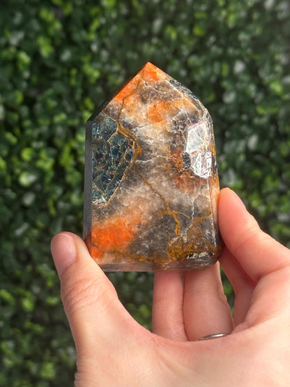 Orange Calcite Blue Apatite Tower from Brazil - YOU PICK! | Natural Colorful Crystal Point | Bright Mineral Decor, Collector Specimen & Gift