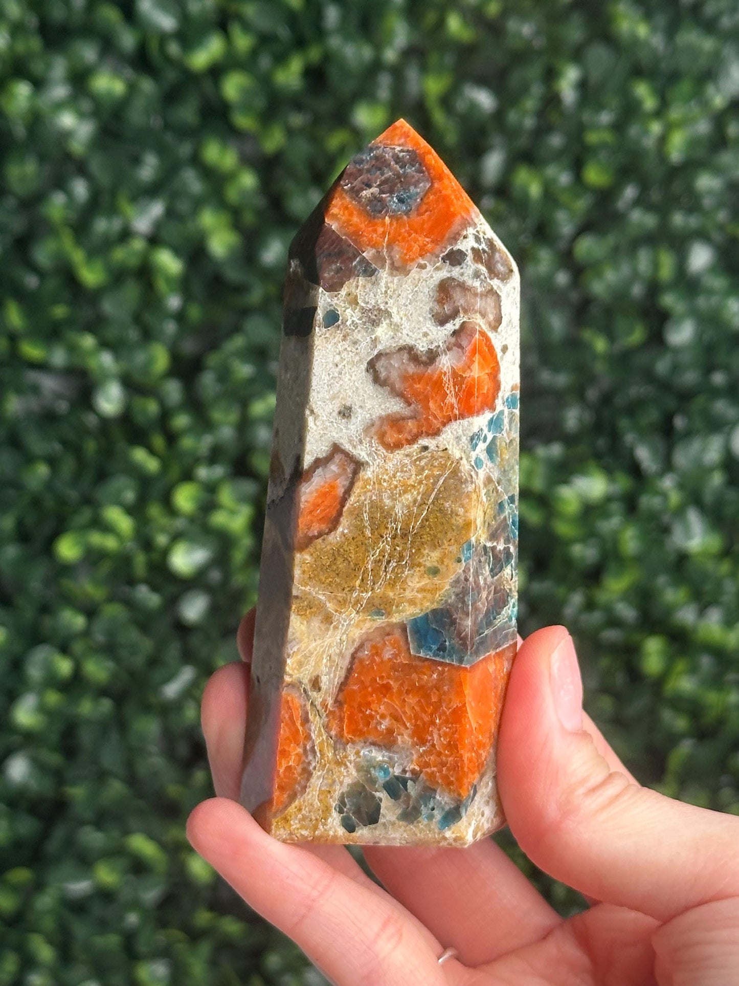 Orange Calcite Blue Apatite Tower from Brazil - YOU PICK! | Natural Colorful Crystal Point | Bright Mineral Decor, Collector Specimen & Gift