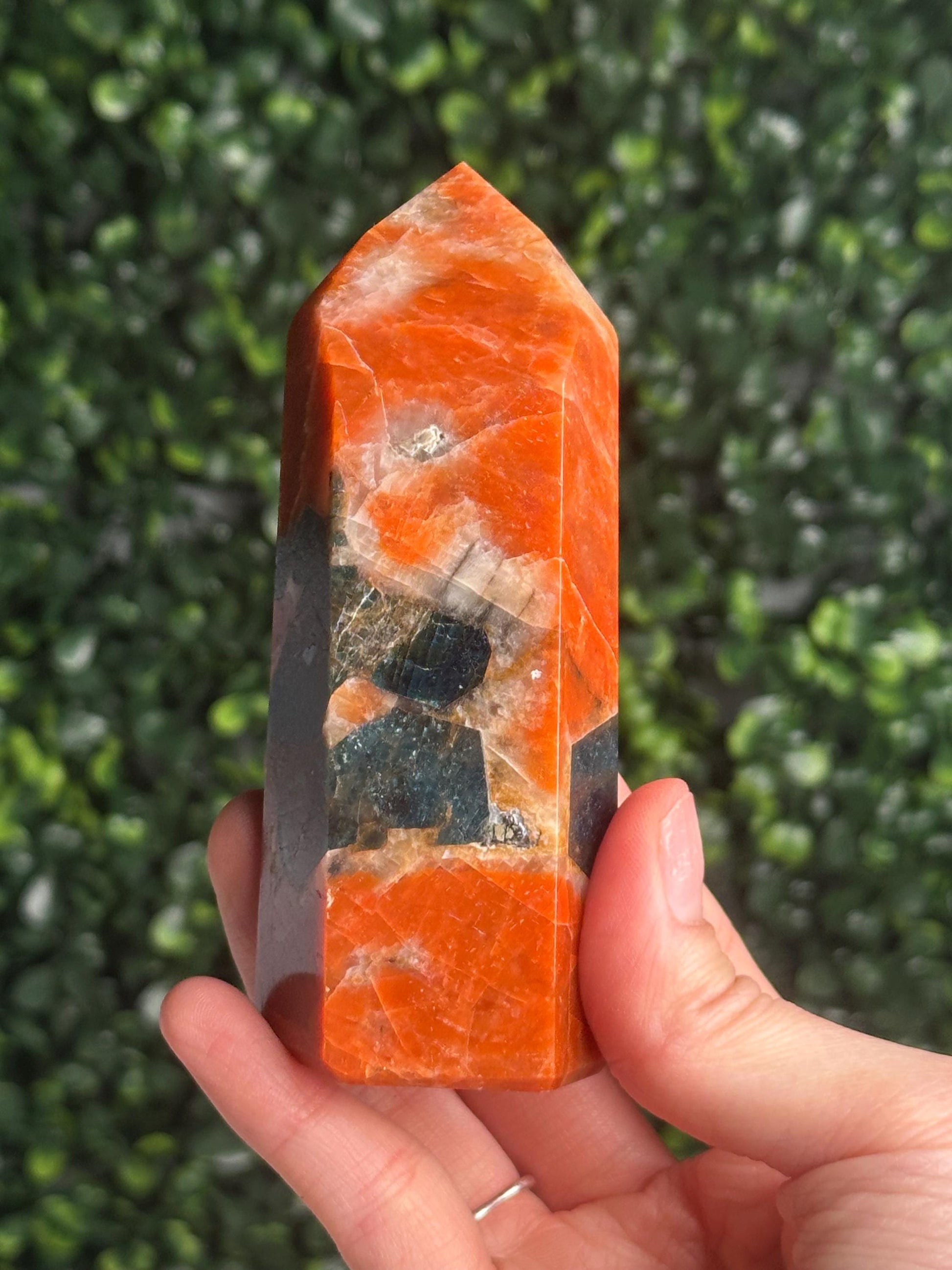 Orange Calcite Blue Apatite Tower from Brazil - YOU PICK! | Natural Colorful Crystal Point | Bright Mineral Decor, Collector Specimen & Gift