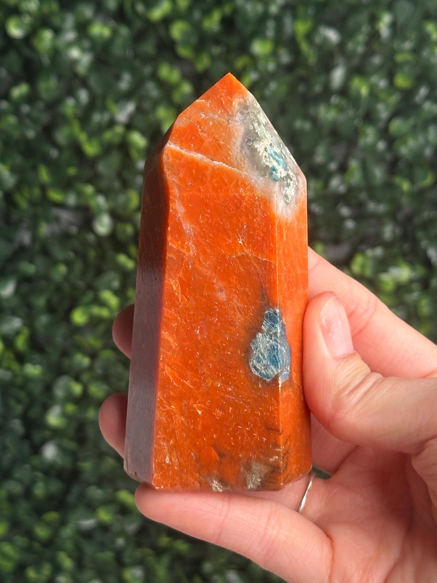 Orange Calcite Blue Apatite Tower from Brazil - YOU PICK! | Natural Colorful Crystal Point | Bright Mineral Decor, Collector Specimen & Gift