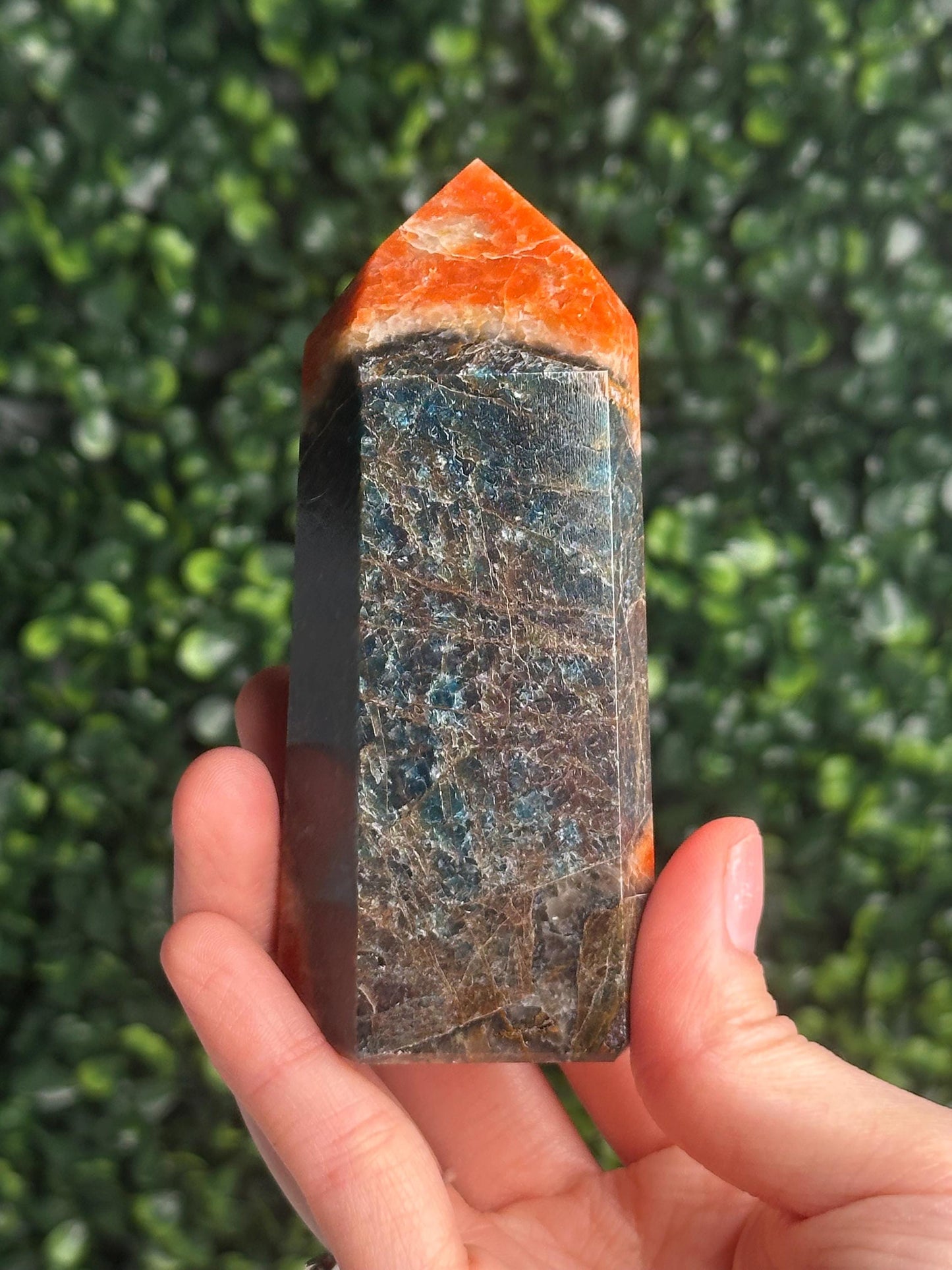 Orange Calcite Blue Apatite Tower from Brazil - YOU PICK! | Natural Colorful Crystal Point | Bright Mineral Decor, Collector Specimen & Gift