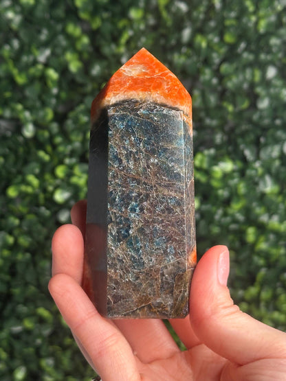 Orange Calcite Blue Apatite Tower from Brazil - YOU PICK! | Natural Colorful Crystal Point | Bright Mineral Decor, Collector Specimen & Gift
