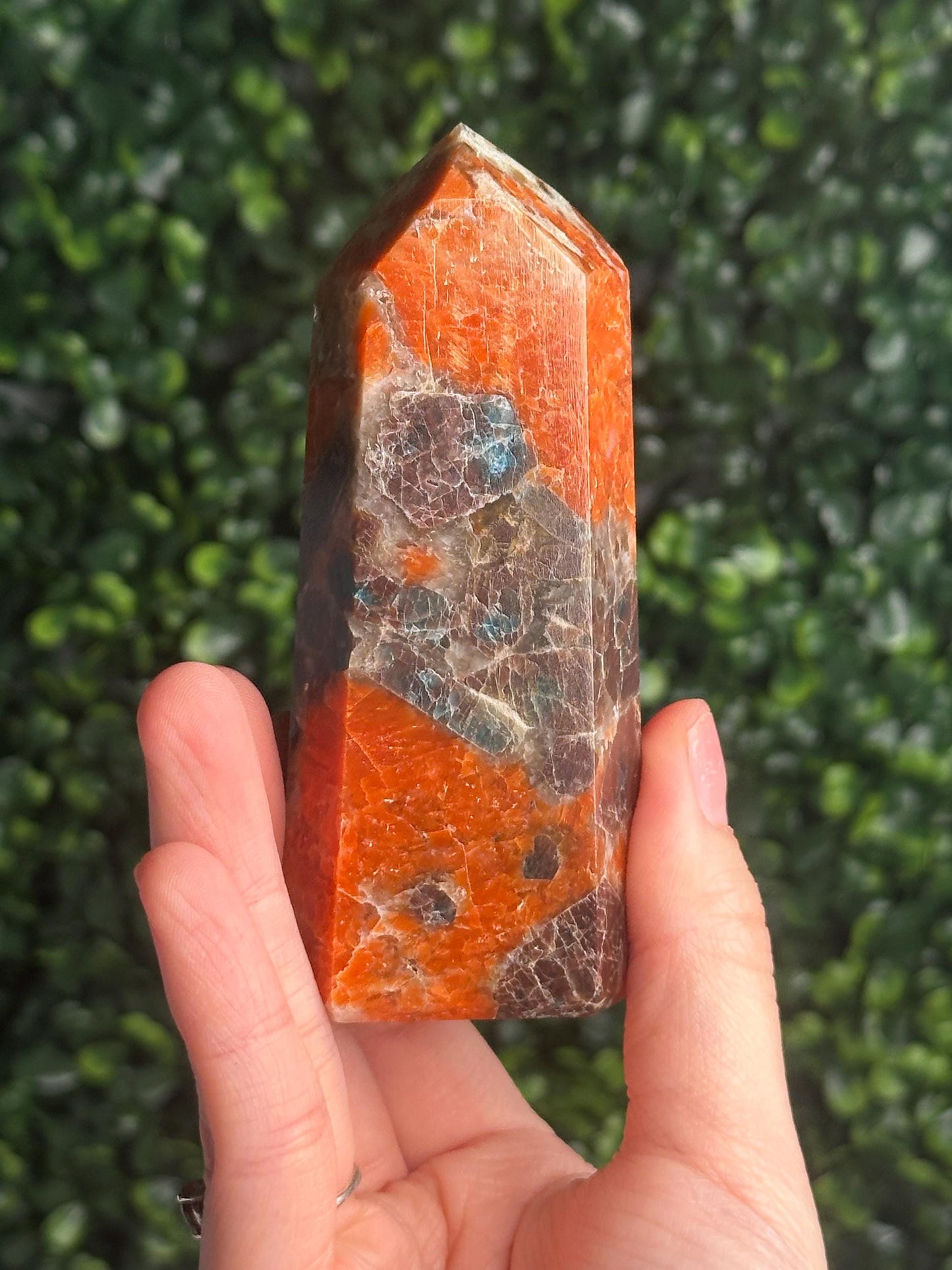 Orange Calcite Blue Apatite Tower from Brazil - YOU PICK! | Natural Colorful Crystal Point | Bright Mineral Decor, Collector Specimen & Gift