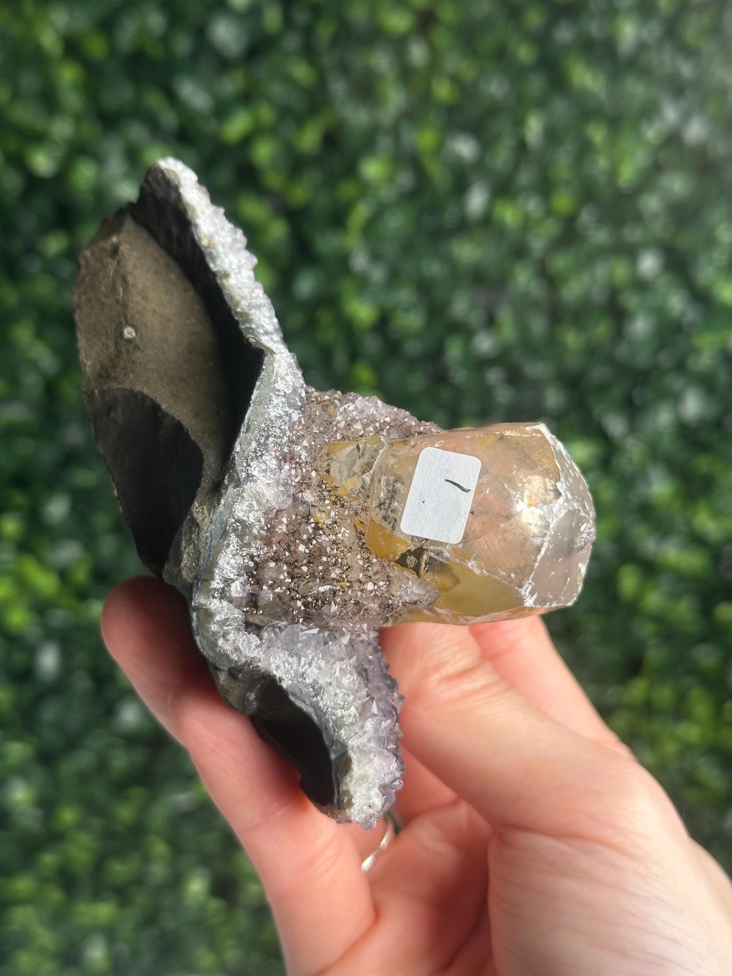 Amethyst with Calcite Specimen | Natural Purple Quartz Crystal Cluster | Sparkling Mineral Display Piece, Collector Gift & Home Decor