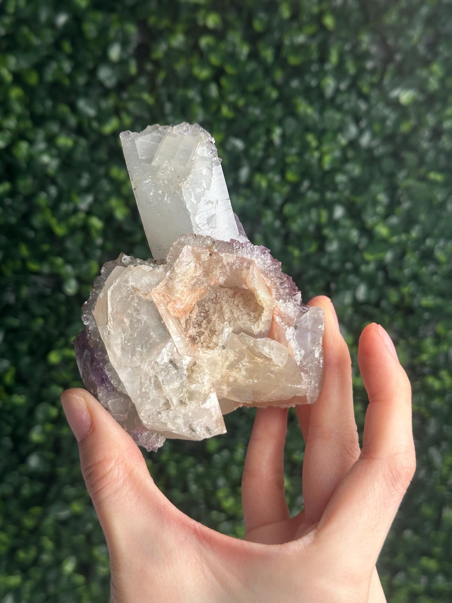Amethyst with Calcite Specimen | Natural Purple Quartz Crystal Cluster | Sparkling Mineral Display Piece, Collector Gift & Home Decor