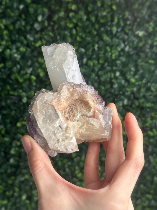 Amethyst with Calcite Specimen | Natural Purple Quartz Crystal Cluster | Sparkling Mineral Display Piece, Collector Gift & Home Decor