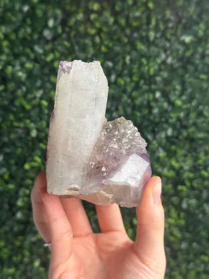 Amethyst with Calcite Specimen | Natural Purple Quartz Crystal Cluster | Sparkling Mineral Display Piece, Collector Gift & Home Decor