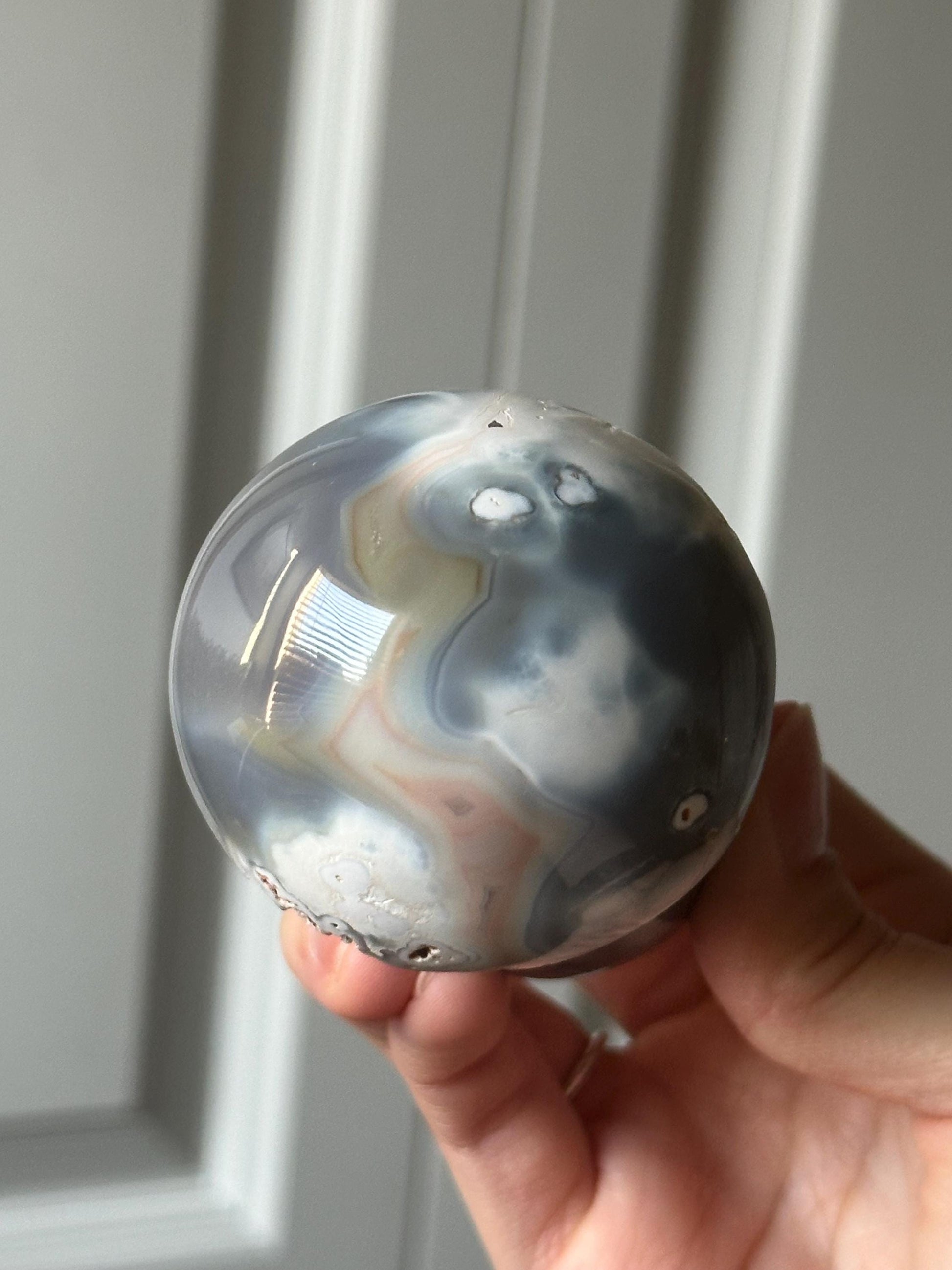 Orca Banded Agate Mushroom | Natural Banded Agate Crystal Carving | Polished Mineral Specimen for Collectors Display Decor Accent