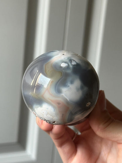 Orca Banded Agate Mushroom | Natural Banded Agate Crystal Carving | Polished Mineral Specimen for Collectors Display Decor Accent