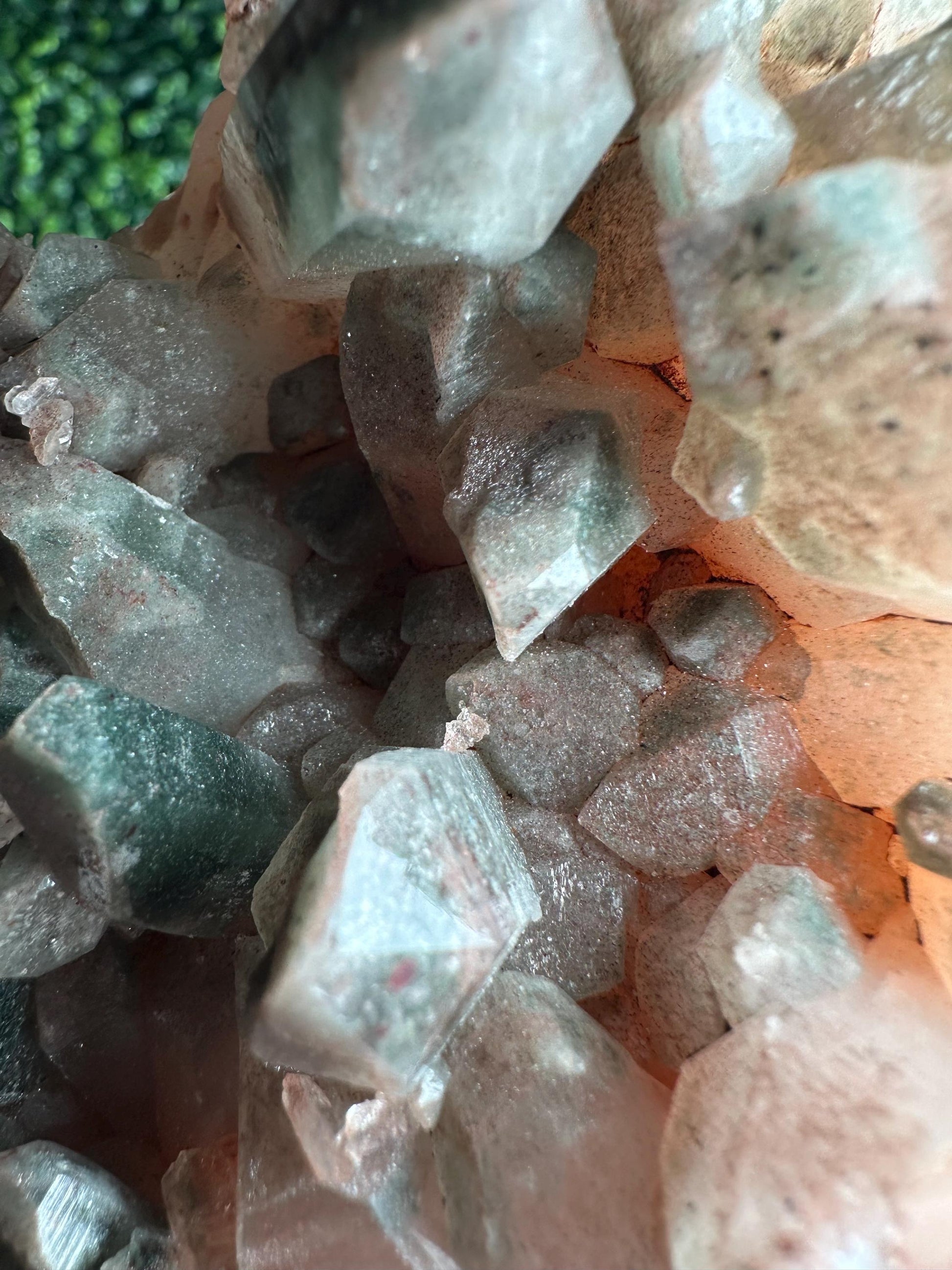 Himalayan Quartz Cluster with Hematite Dusting | Natural Sparkling Quartz Crystal Specimen | Collector Mineral Display, Home Decor & Gift