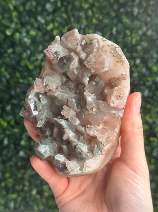 Himalayan Quartz Cluster with Hematite Dusting | Natural Sparkling Quartz Crystal Specimen | Collector Mineral Display, Home Decor & Gift