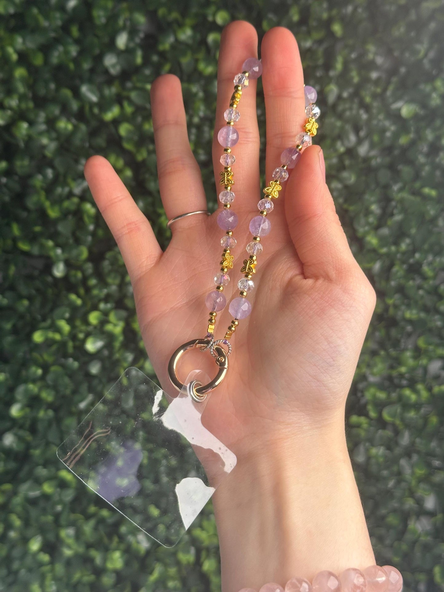 Amethyst Phone Charm with Gold Accents | Natural Purple Crystal Phone Strap | Beaded Cell Phone Charm Gift for Everyday Use & Accessories