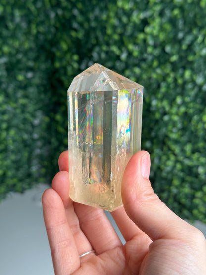 Optical Calcite Tower | Natural Clear Calcite Crystal Point | Polished Standing Iceland Spar Mineral Specimen for Collectors Display Decor