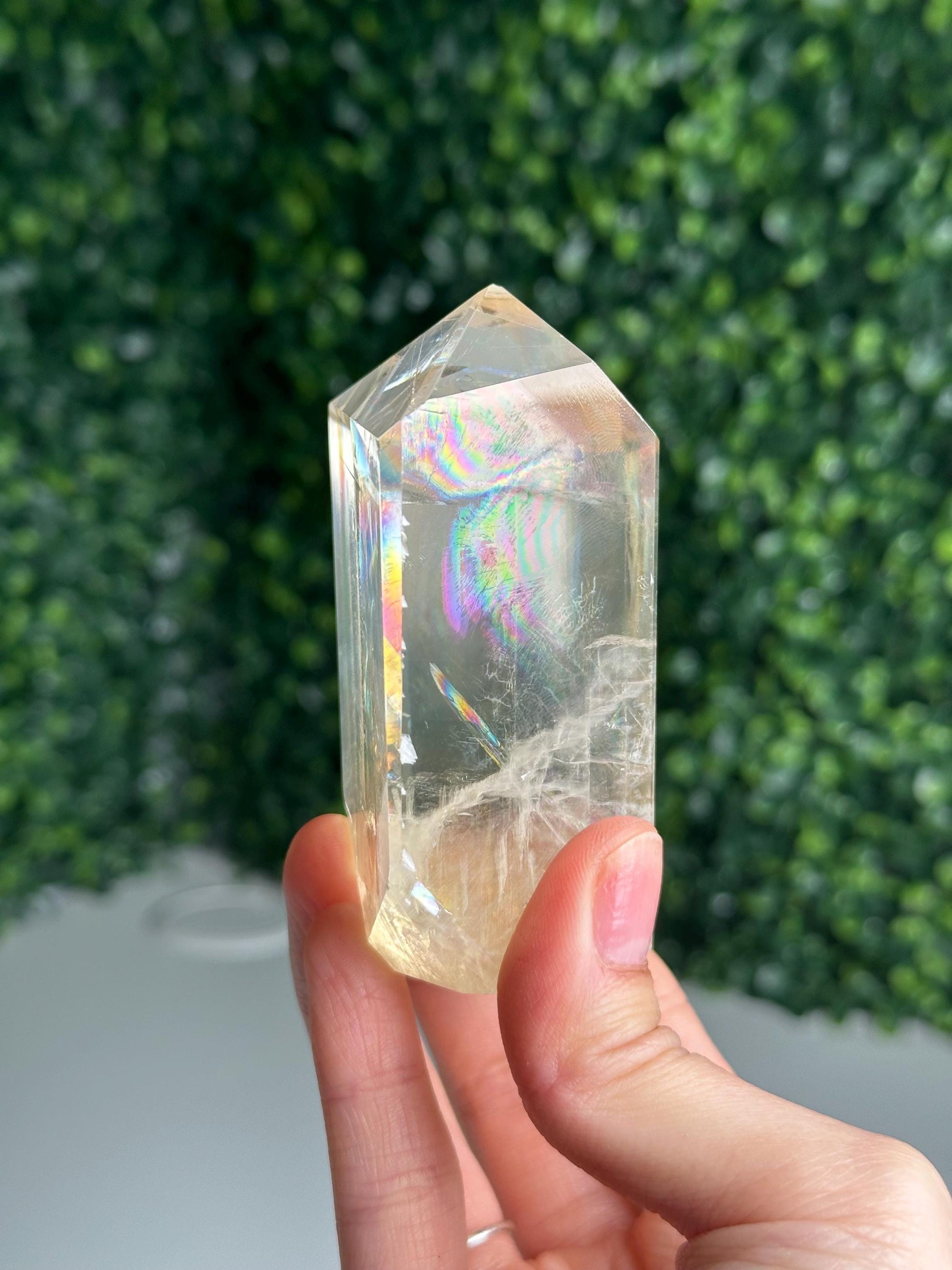 Optical Calcite Tower | Natural Clear Calcite Crystal Point | Polished Standing Iceland Spar Mineral Specimen for Collectors Display Decor