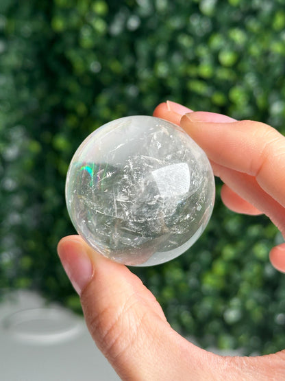 Optical Calcite Sphere | Natural Clear Calcite Crystal Ball | Iceland Spar Mineral Orb Specimen for Collectors Display Decor Accent