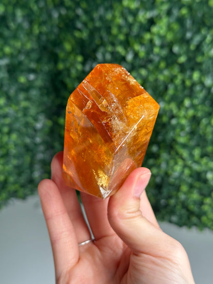 Honey Calcite Freeform | Natural Golden Calcite Crystal | Polished Mineral Display, Home Decor, Collector Specimen & Unique Gift