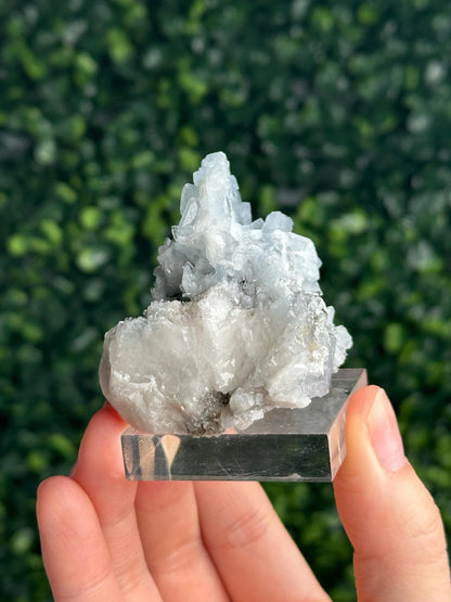 Blue Barite on Quartz from Moscona Mine, Spain | Natural Barite Crystal Specimen on Quartz Matrix | Mineral Collector Display & Unique Gift