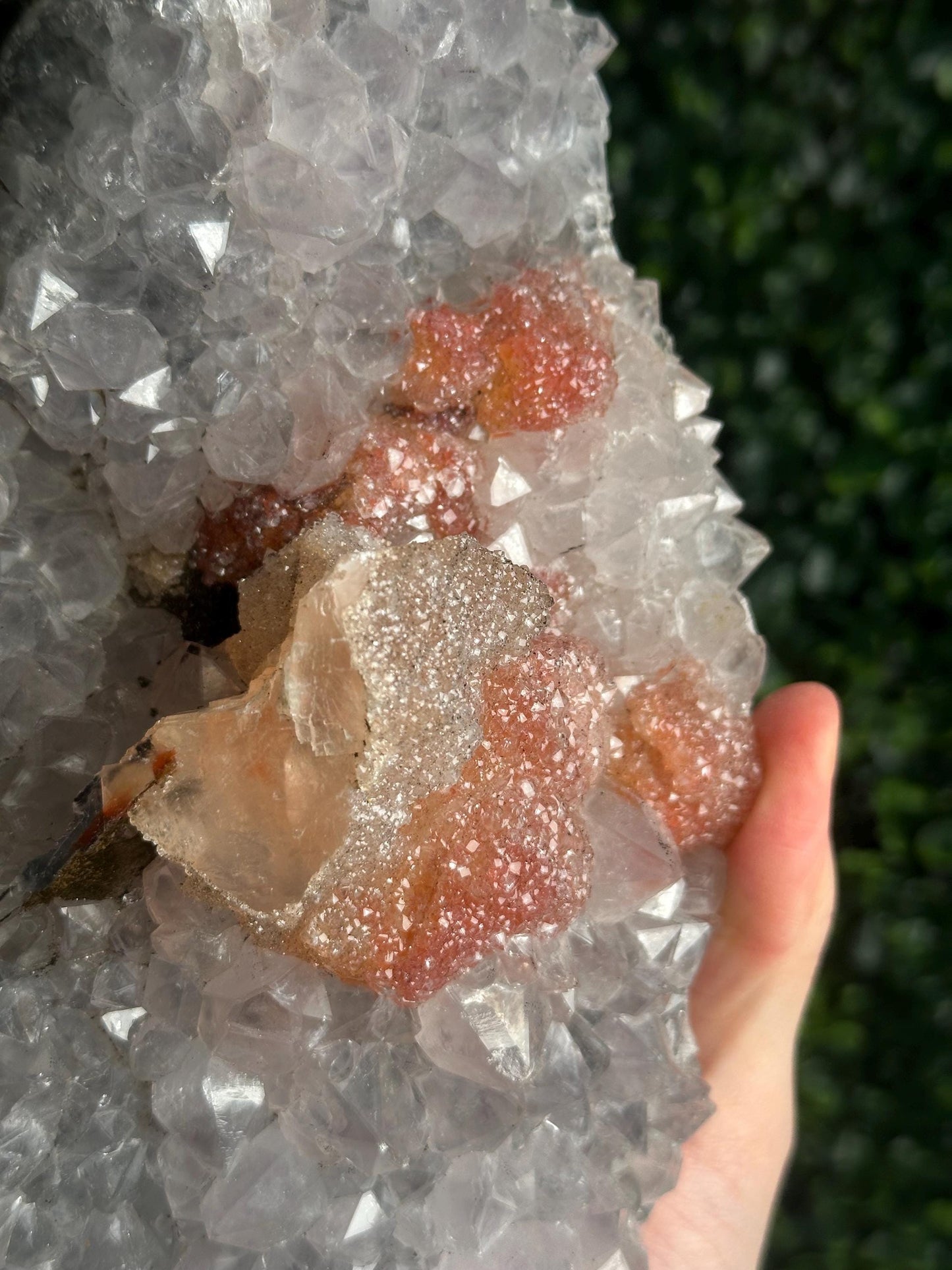 Amethyst with Peach Druzy & Calcite Specimen | Natural Purple Quartz Crystal Cluster | Sparkling Mineral Decor Gift for Collectors