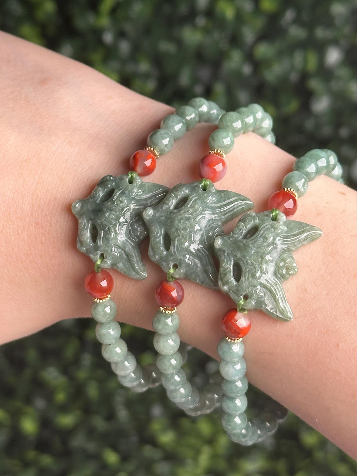 Jade Kitsune Fox Bracelet | Natural Jade Crystal Bead Bracelet | Nine-Tailed Fox Jewelry for Luck, Protection & Everyday Wear