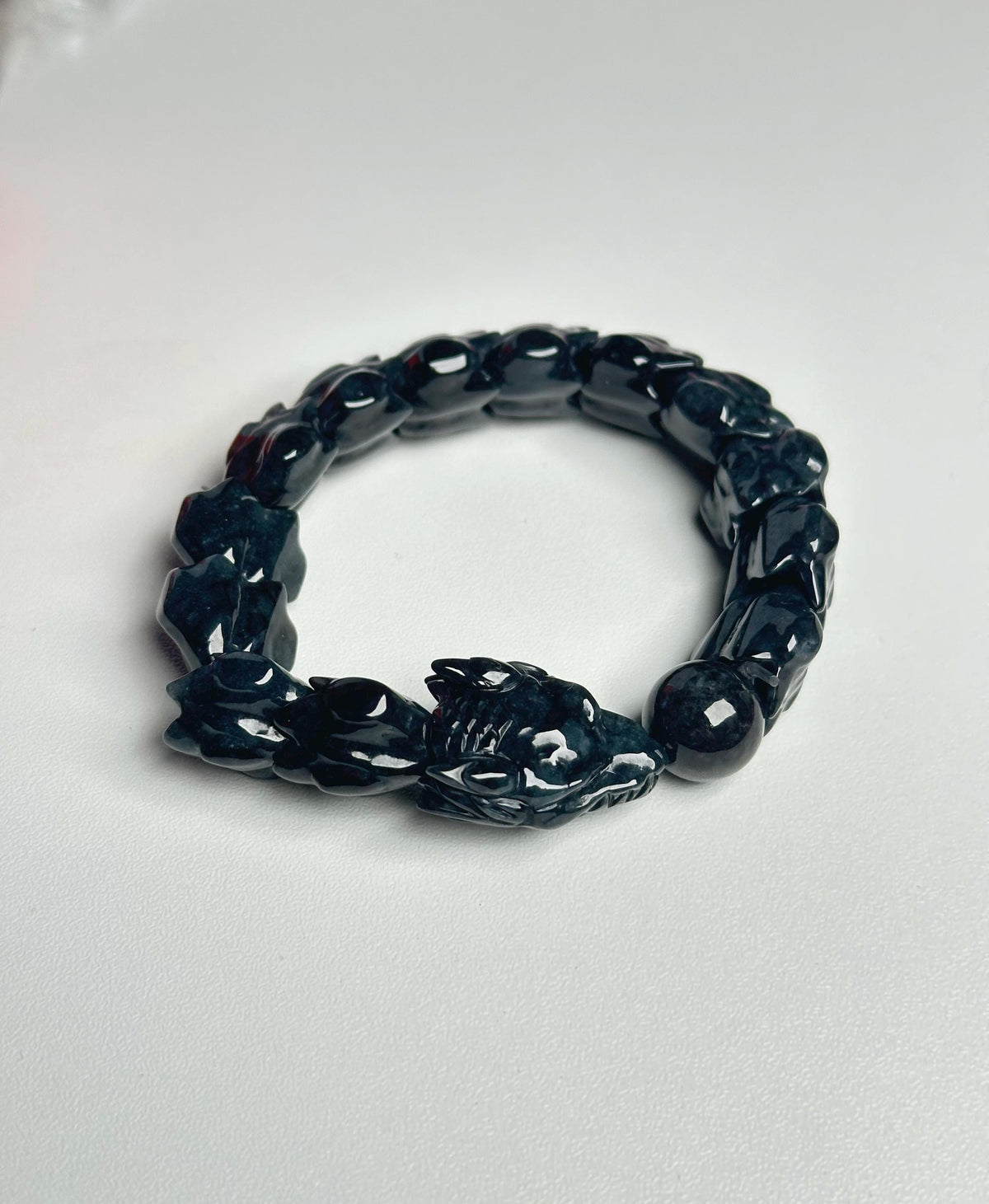Wuji Jadeite Dragon Bracelet | Natural Grade A Jade Crystal Jewelry | Hand Carved Dragon Charm Bracelet Gift for Collectors