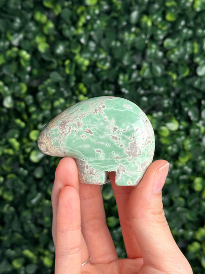 Utah Variscite Zuni Bear Carving | Natural Green Variscite Spirit Animal | Hand Carved Crystal Totem, Collector Piece & Unique Gift
