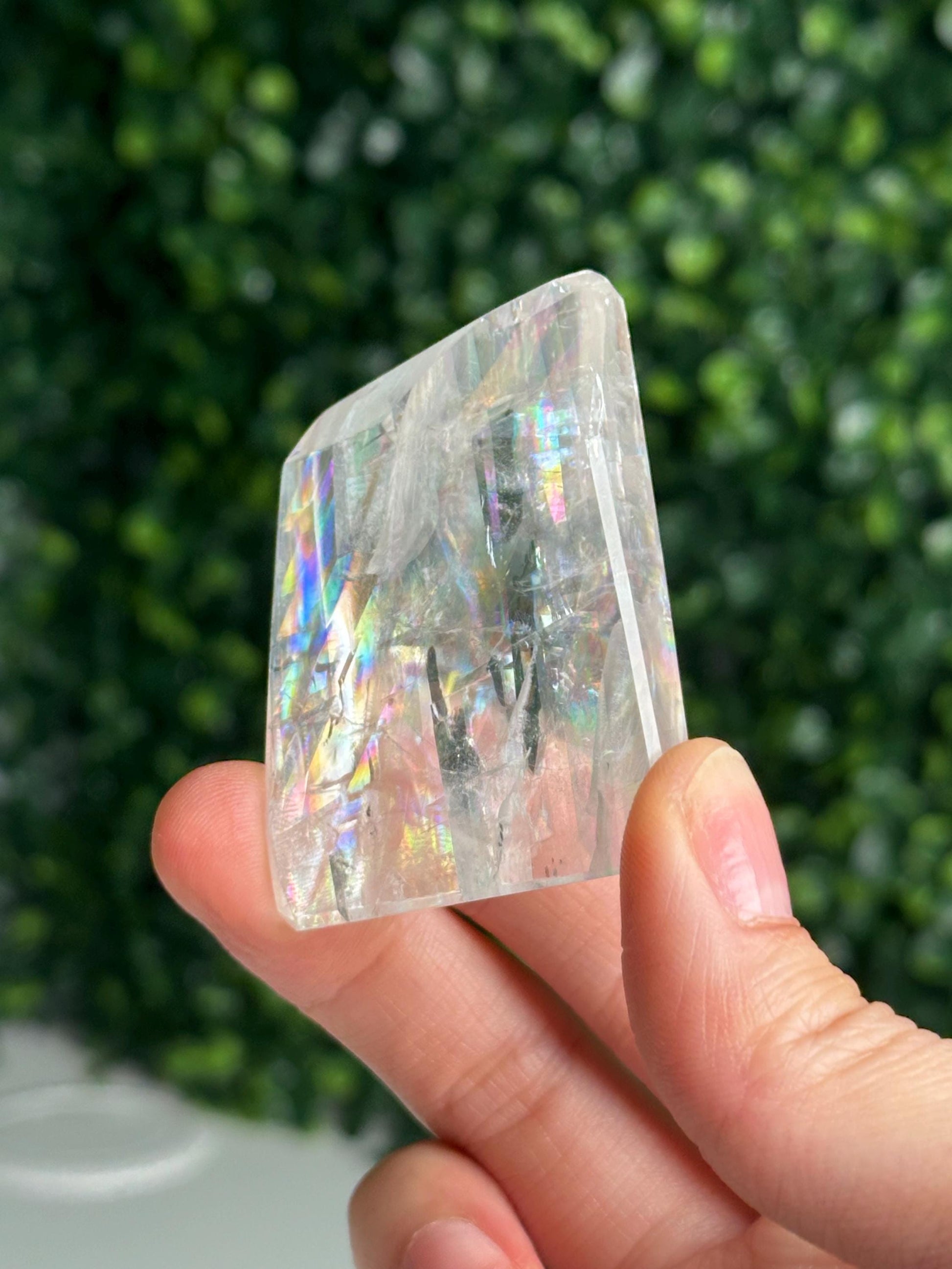 Rainbow Optical Calcite Freeform | Natural Clear Iceland Spar Calcite | Polished Transparent Freeform Display for Collectors & Decor