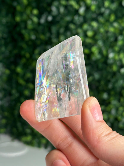 Rainbow Optical Calcite Freeform | Natural Clear Iceland Spar Calcite | Polished Transparent Freeform Display for Collectors & Decor