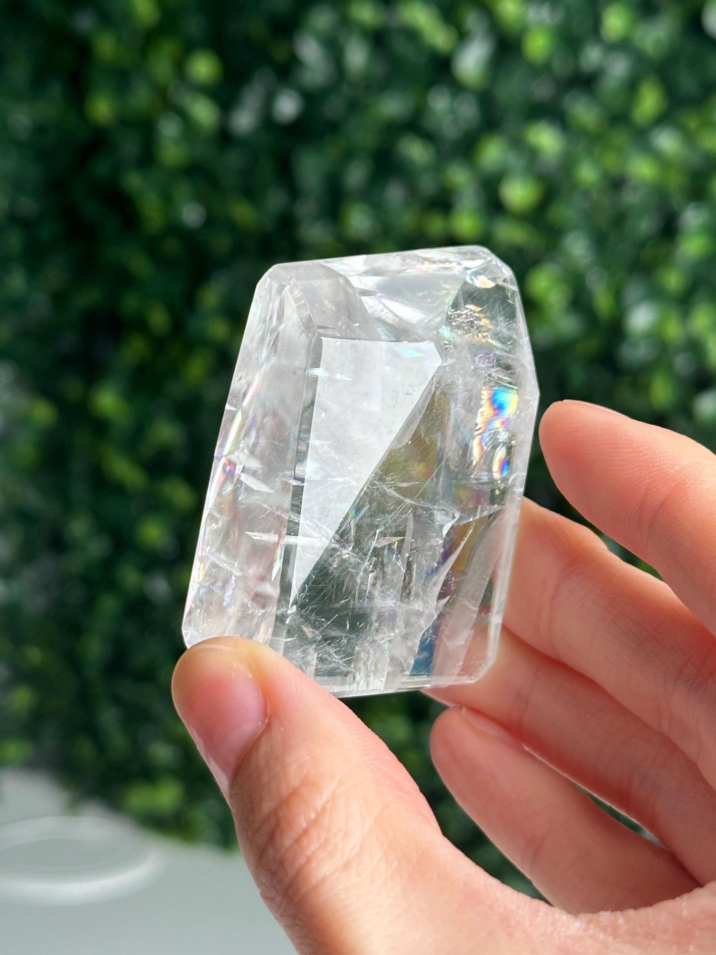 Rainbow Optical Calcite Freeform | Natural Clear Iceland Spar Calcite | Polished Transparent Freeform Display for Collectors & Decor