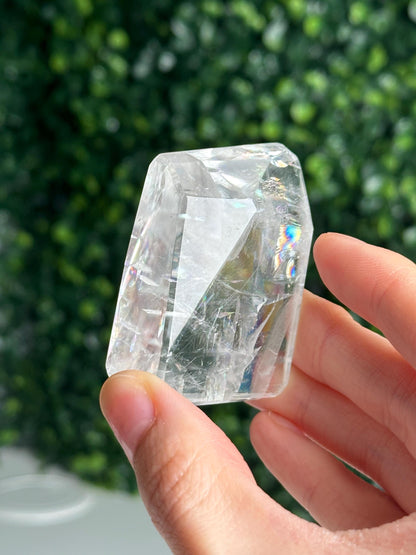 Rainbow Optical Calcite Freeform | Natural Clear Iceland Spar Calcite | Polished Transparent Freeform Display for Collectors & Decor