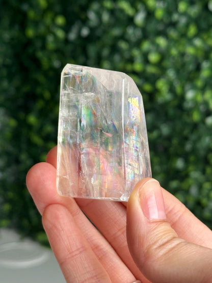 Rainbow Optical Calcite Freeform | Natural Clear Iceland Spar Calcite | Polished Transparent Freeform Display for Collectors & Decor